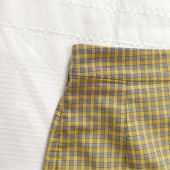 ARITZIA SUNDAY BEST HEATHER YELLOW PLAID BUTTON FRONT SHORTS SKORT - Picture 9 of 12